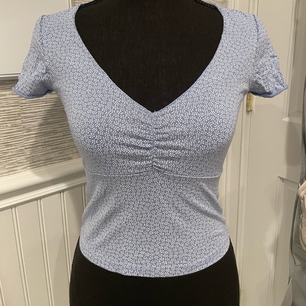 Blue floral brandy melville crop top